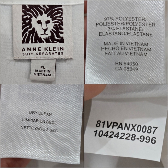 Anne Klein Ivory Sleeveless Tie Neck Blouse Silky Career Office Top PL (L035) - Picture 6 of 10